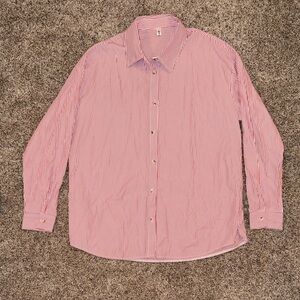 Stylish Red Striped Unisex Button Down Shirt